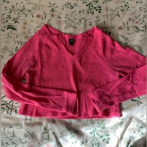 Wild Fable Hot Pink Long Sleeve V-Neck Top